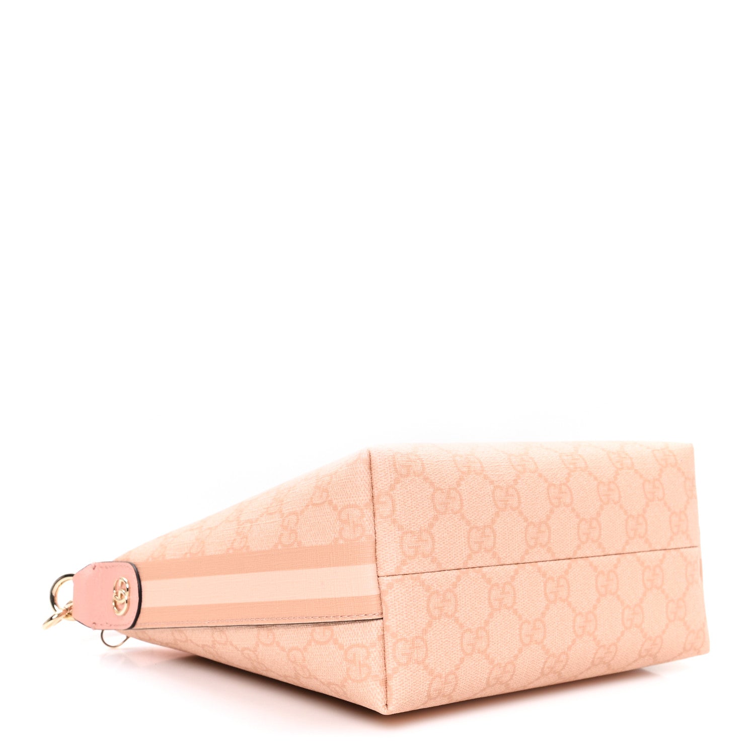 Gucci GG Supreme Monogram Textured Calfskin Web Super Mini Ophidia Shoulder Bag Pink
