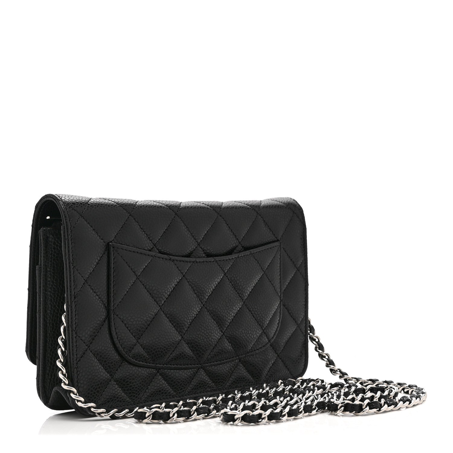 Chanel Caviar Quilted CC Turnlock Wallet On Chain WOC Black