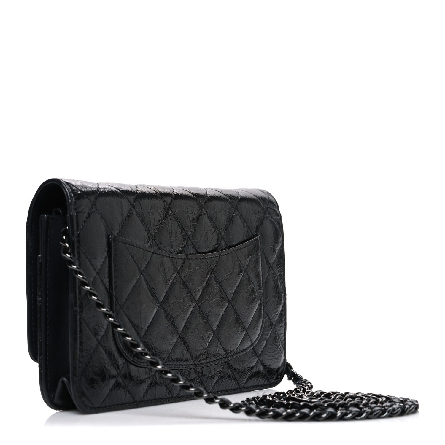 Chanel Glazed Aged Calfskin Reissue Wallet On Chain WOC So Black