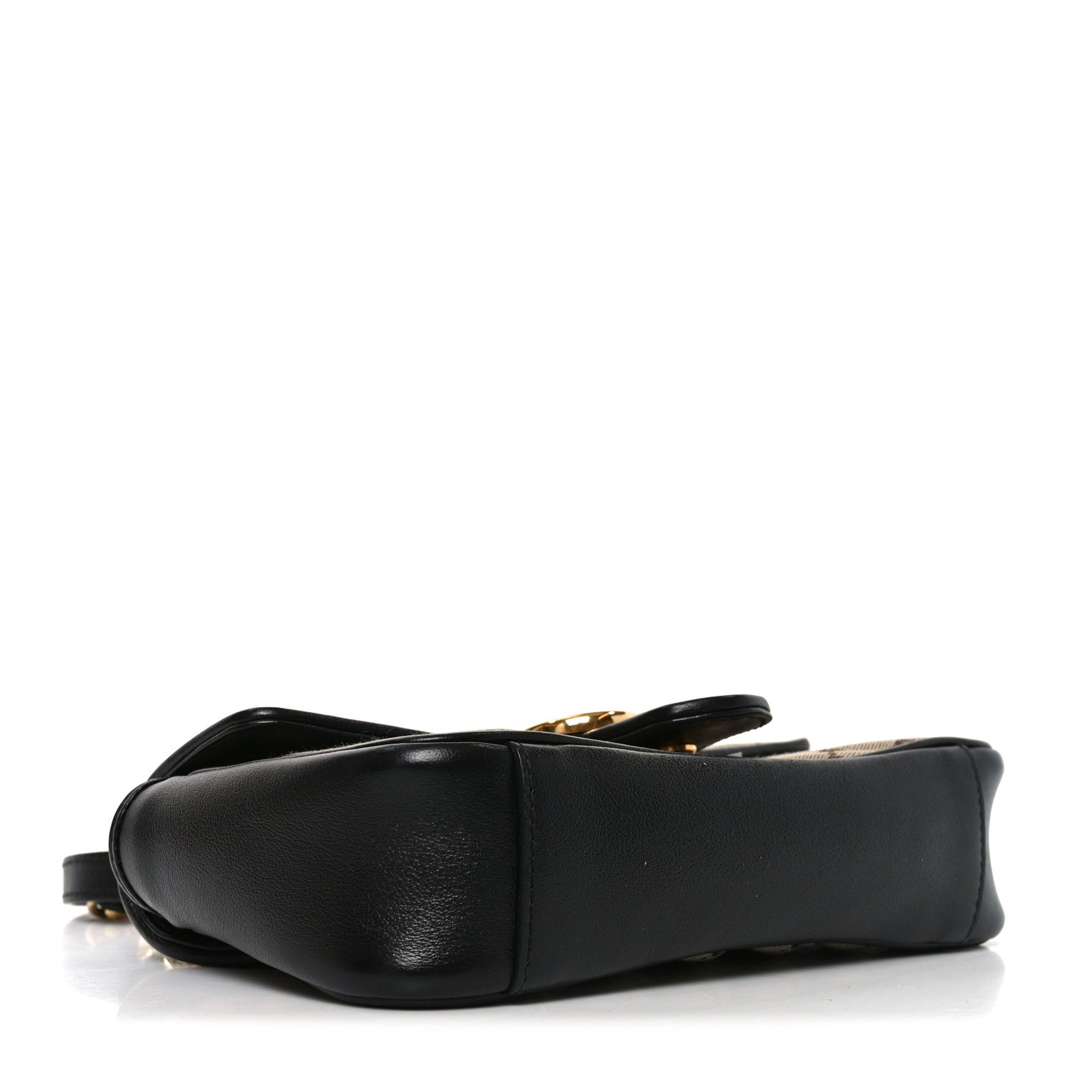 Gucci Monogram Matelasse Diagonal Mini GG Marmont Shoulder Bag Beige Black