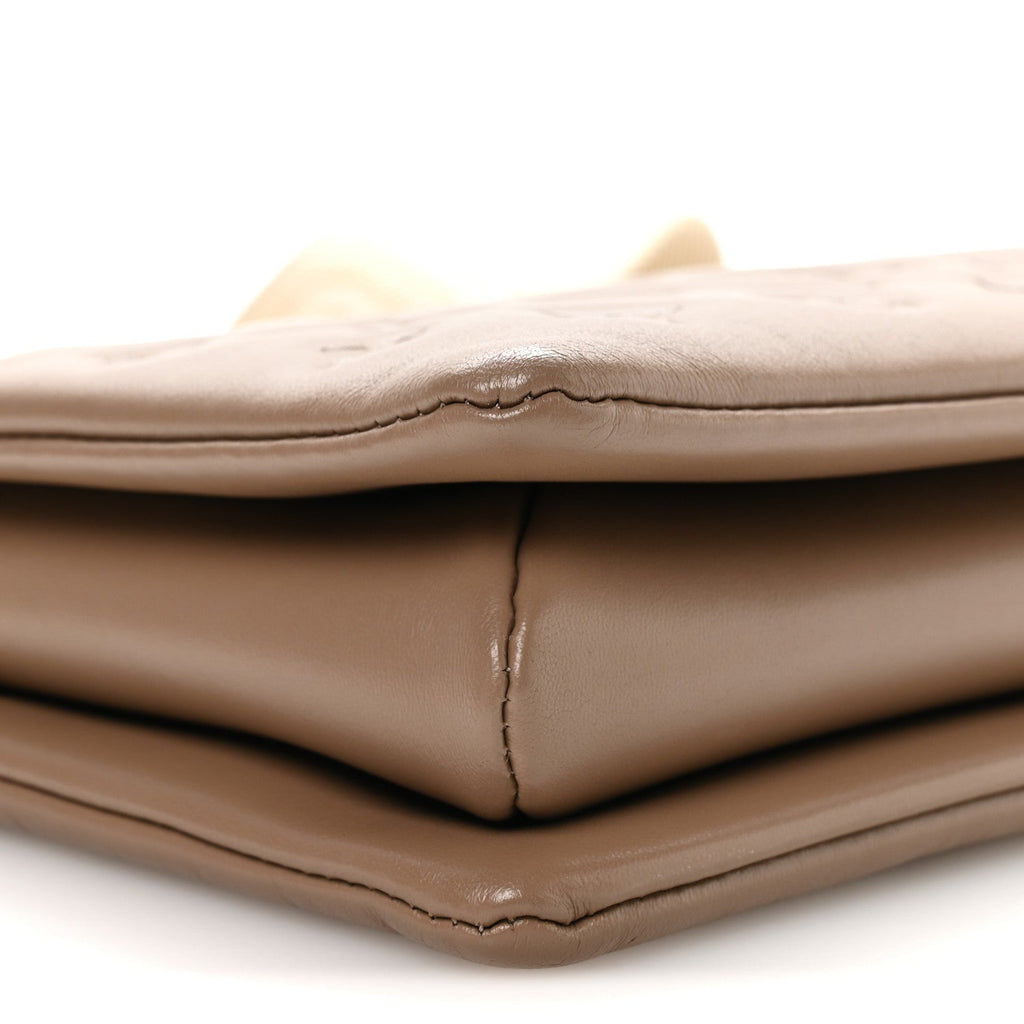 Louis Vuitton Lambskin Embossed Monogram Coussin PM Taupe
