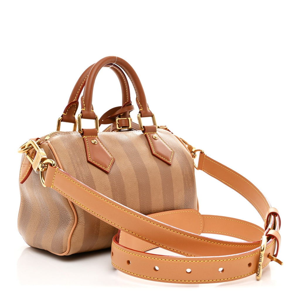 Louis Vuitton Calfskin Washed Stripes Speedy P9 Bandouliere 20 Camel