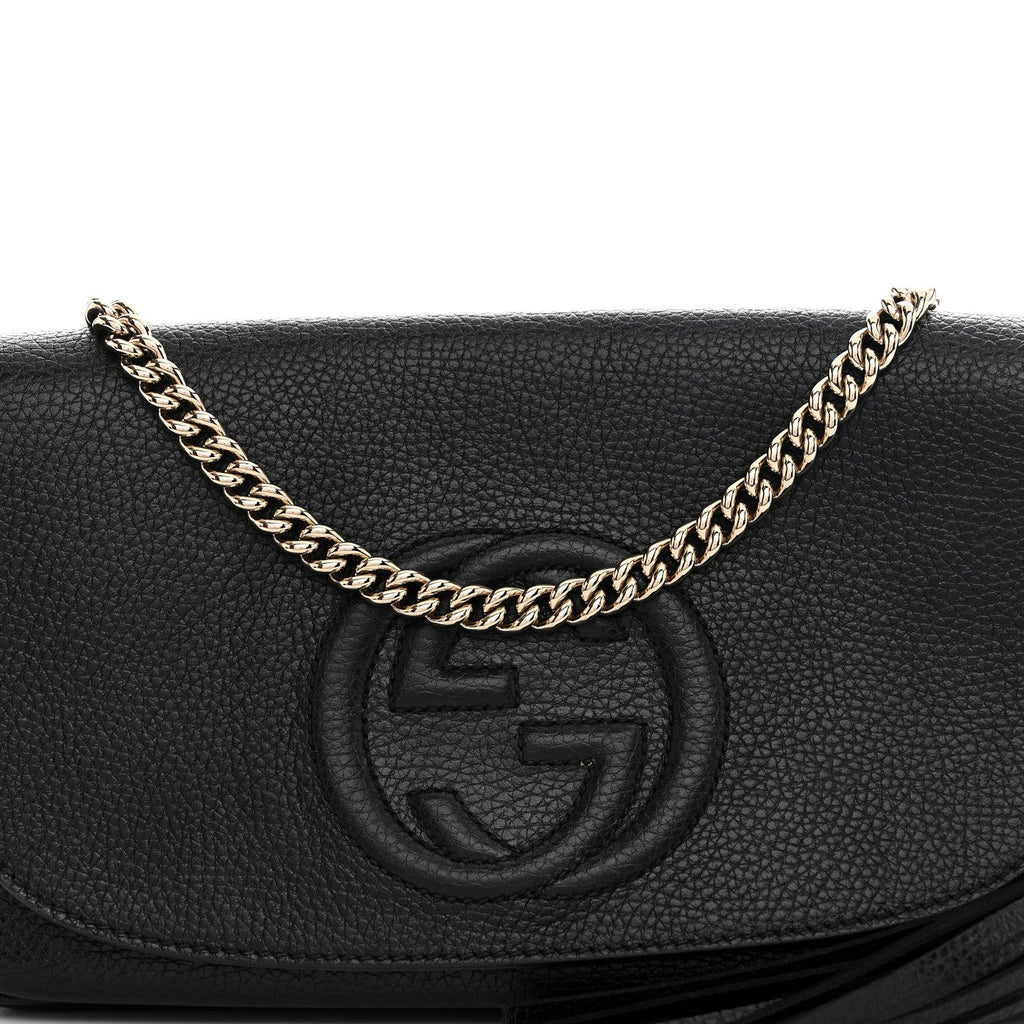 Gucci Pebbled Calfskin Medium Soho Flap Crossbody Black