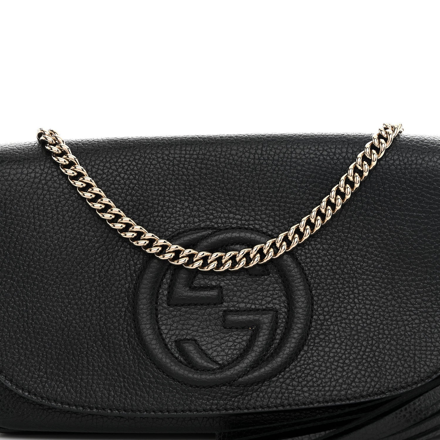 Gucci Pebbled Calfskin Medium Soho Flap Crossbody Black