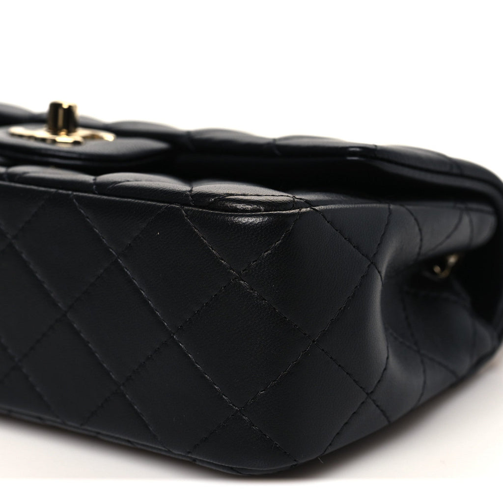 Chanel Lambskin Quilted Mini Rectangular Flap Black