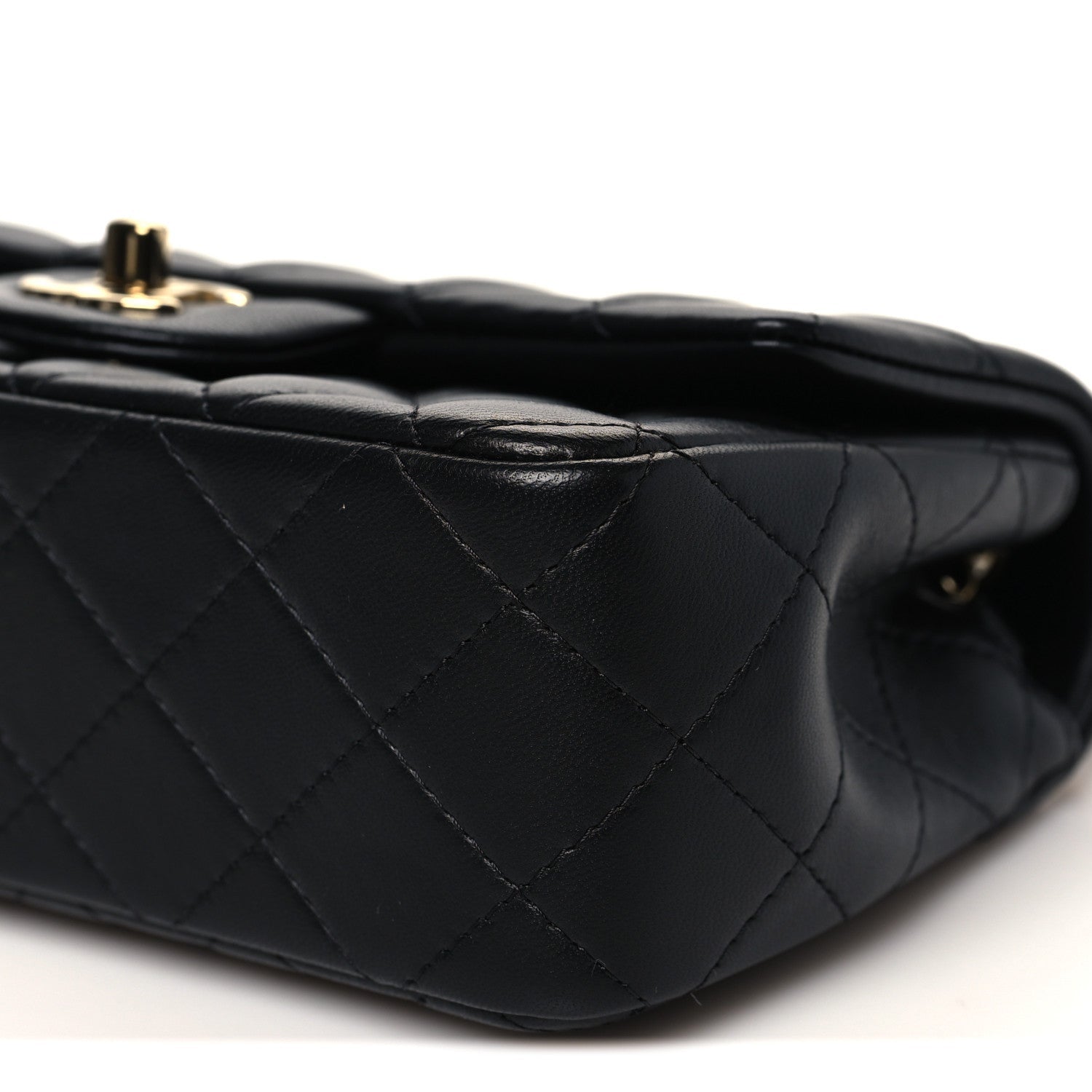 Chanel Lambskin Quilted Mini Rectangular Flap Black