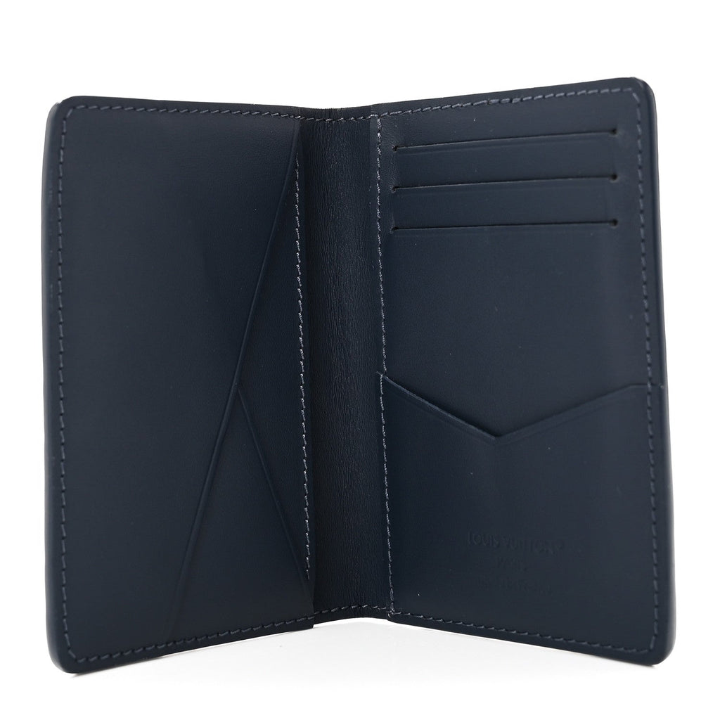 Louis Vuitton Calfskin Monogram Shadow Pocket Organizer Navy Blue White
