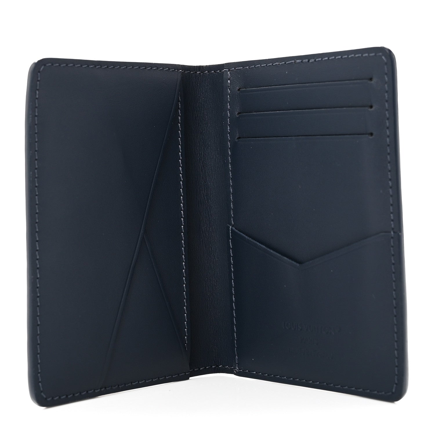 Louis Vuitton Calfskin Monogram Shadow Pocket Organizer Navy Blue White