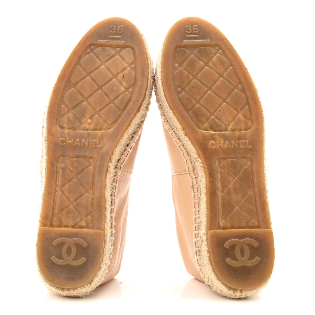 Lambskin CC Espadrilles 36 Beige Black