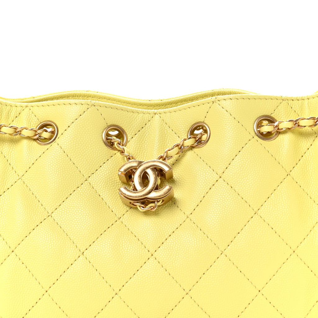 Chanel Caviar Quilted Mini Chanel 25 Handbag Light Yellow