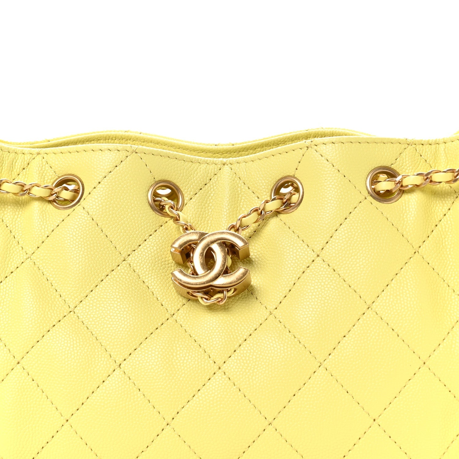 Chanel Caviar Quilted Mini Chanel 25 Handbag Light Yellow