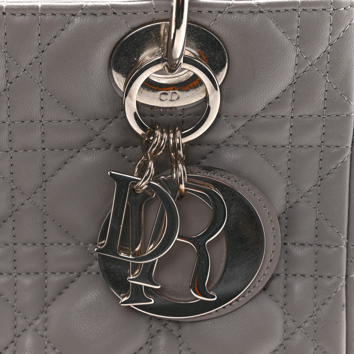 Christian Dior Lambskin Cannage Medium Lady Dior Grey