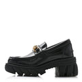 Gucci Magnum Calfskin Nappa Samoa Womens Horsebit Platform Chunky Lug Sole 40mm Loafers 35.5 Black