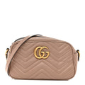 Gucci Calfskin Matelasse Small GG Marmont Chain Shoulder Bag Porcelain Rose