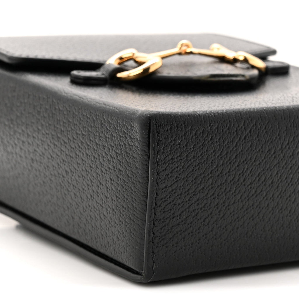 Gucci Dollar Calfskin Vertical Horsebit 1955 Crossbody Bag Black
