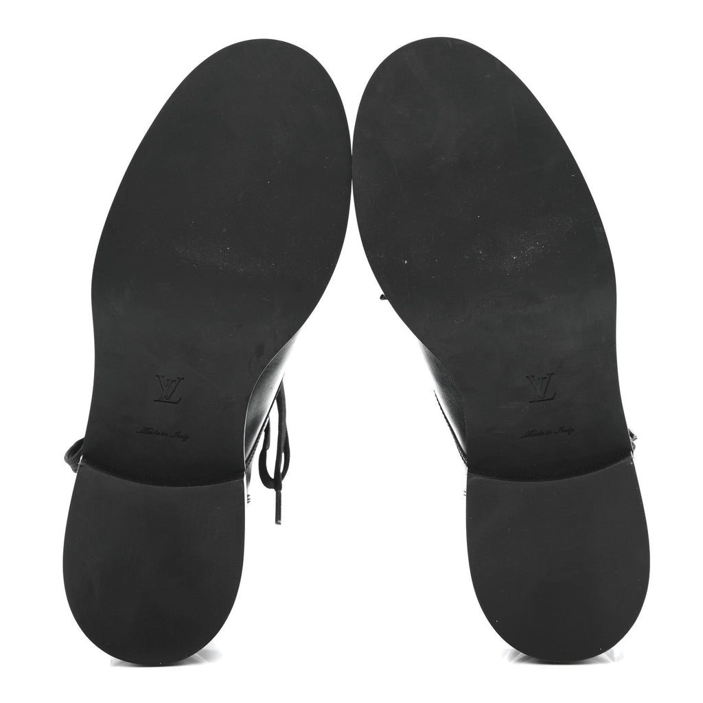 Louis Vuitton Calfskin Wonderland Flat Ranger Boots 37 Black