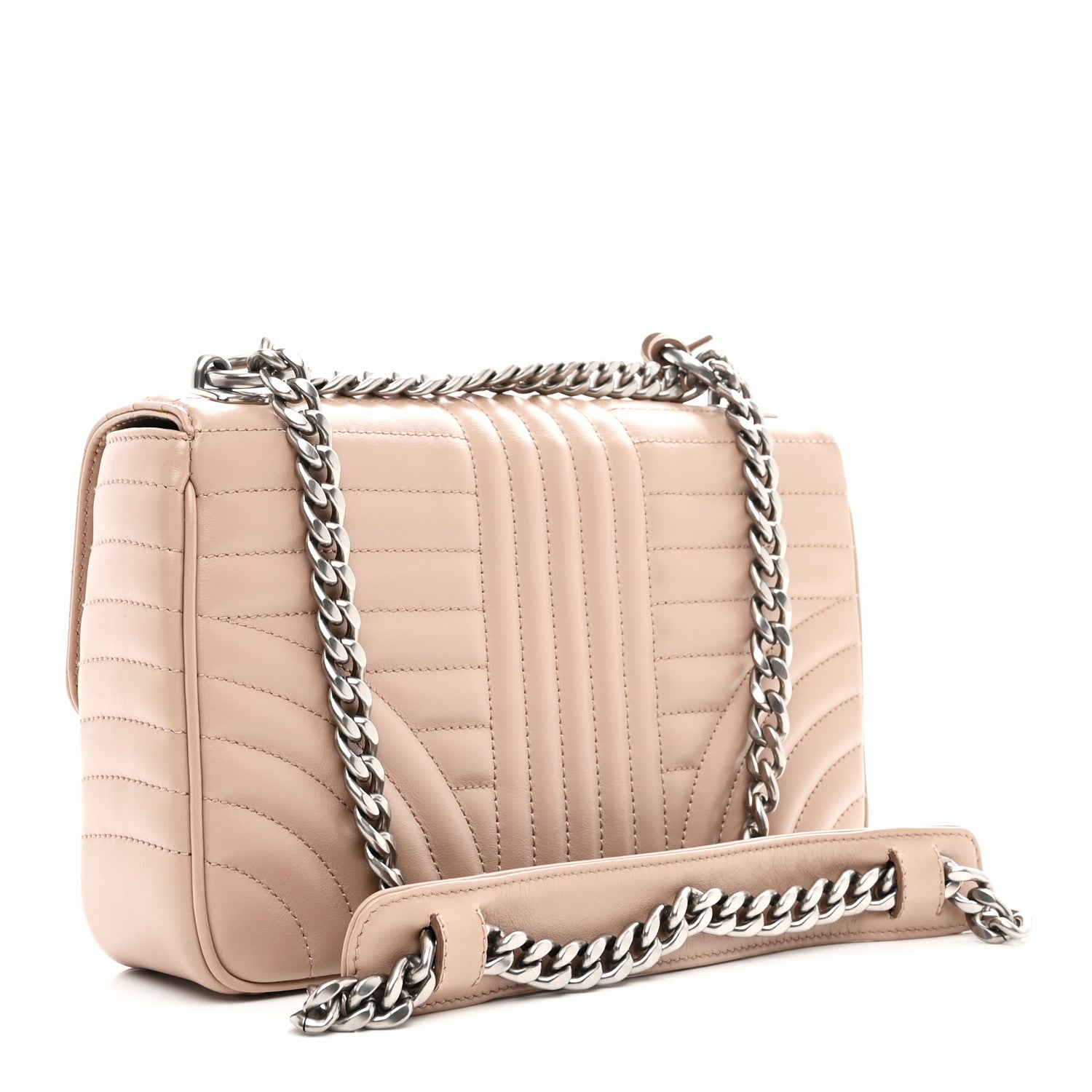 Prada Soft Calfskin Impunture Diagramme Medium Chain Flap Shoulder Bag Cipria