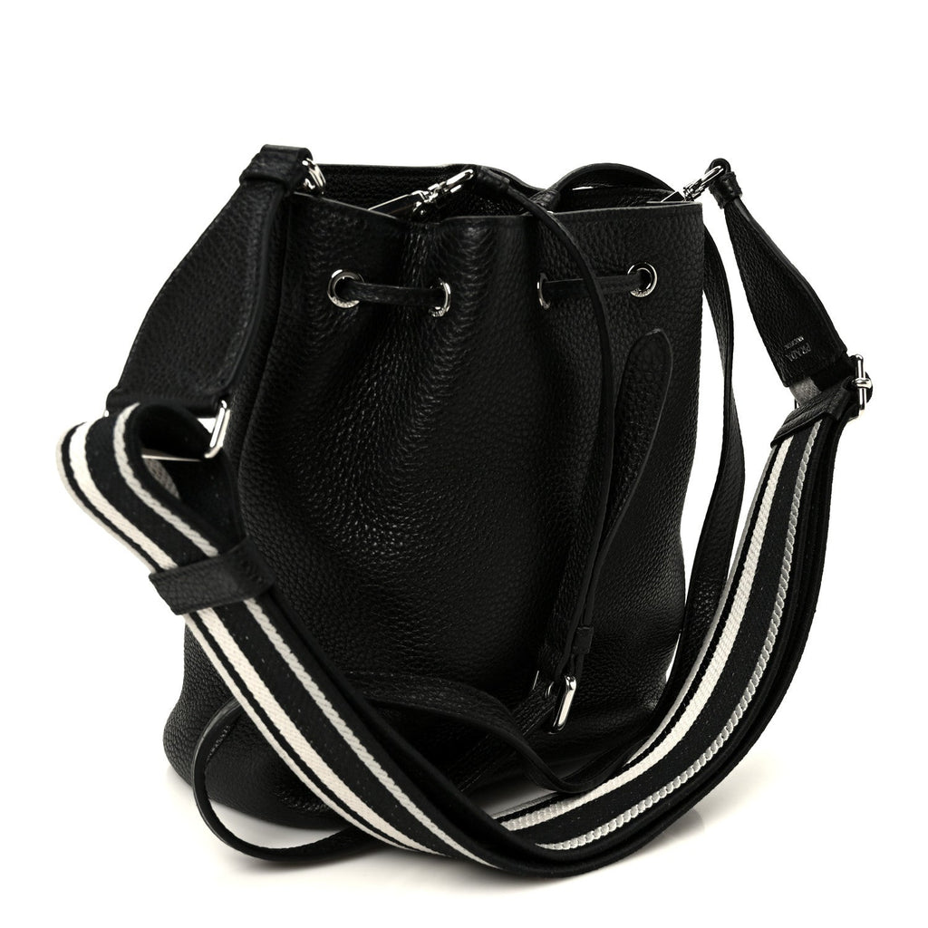 Prada Vitello Daino Soft Drawstring Bucket Bag Black