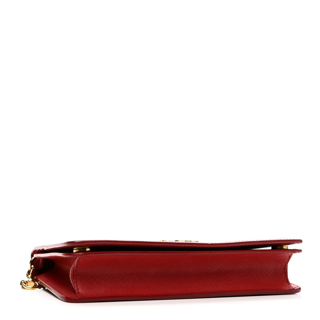 Prada Saffiano Metal Oro Mini Bag Fuoco