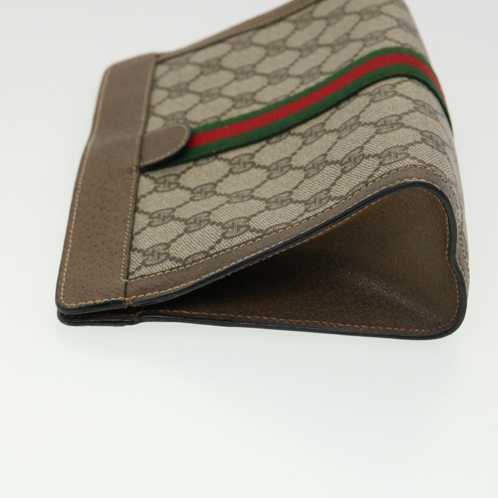 GUCCI GG Canvas Web Sherry Line Clutch Bag Beige Red Green  am3107