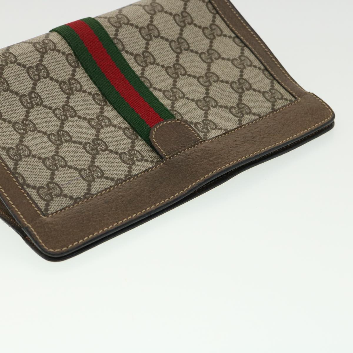 GUCCI GG Canvas Web Sherry Line Clutch Bag Beige Red Green  am3107