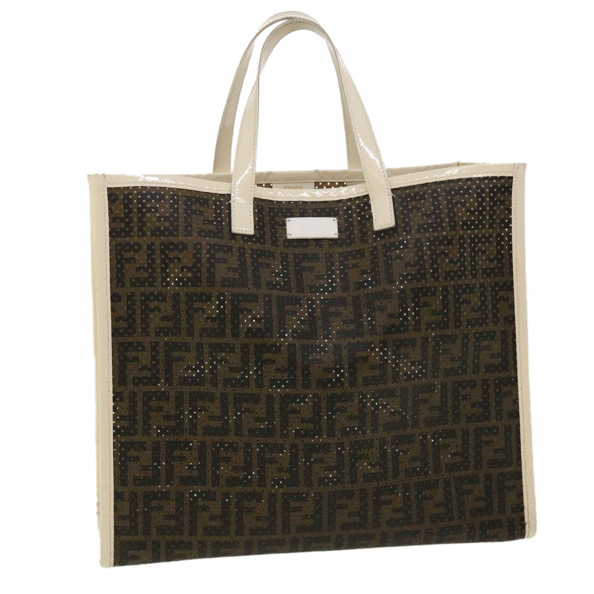 FENDI Zucca Canvas punching Tote Bag Brown  am3208
