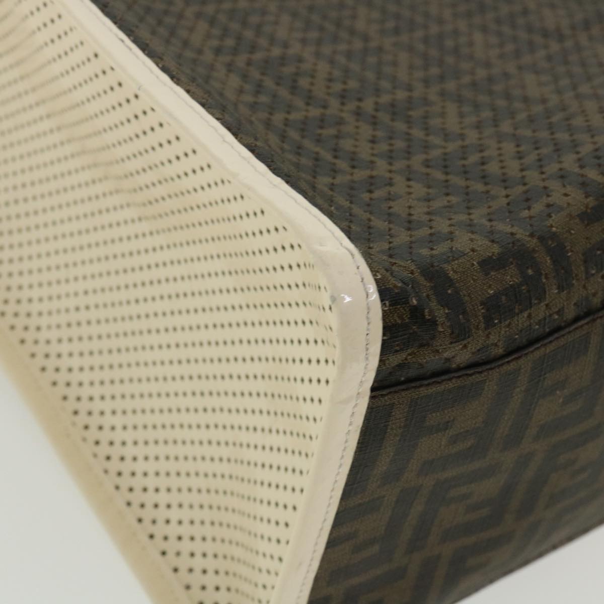 FENDI Zucca Canvas punching Tote Bag Brown Auth am3208