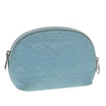 CHRISTIAN DIOR Lady Dior Canage Pouch Lamb Skin Blue  am3267