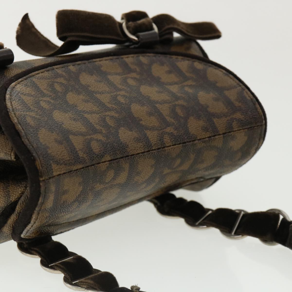 CHRISTIAN DIOR Trotter Canvas Hand Bag Brown  am3391