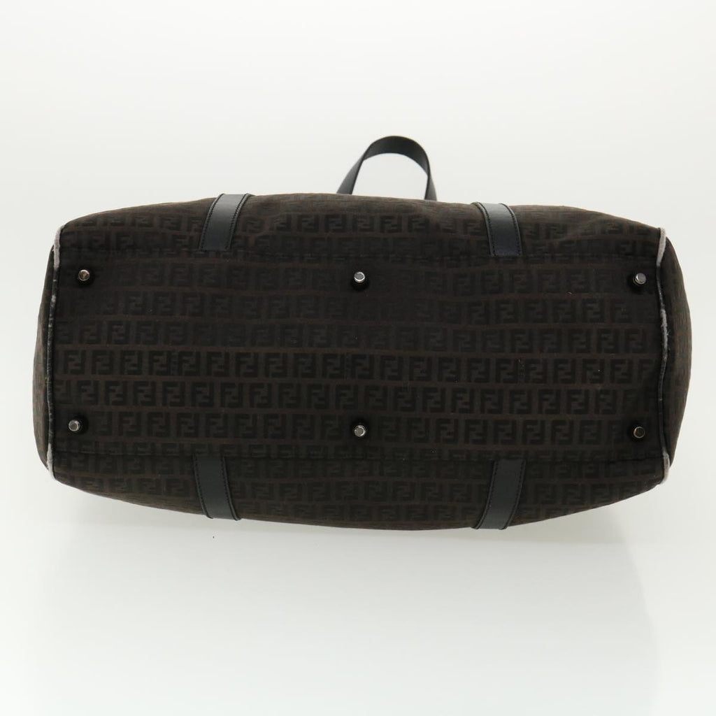 FENDI Zucchino Canvas Boston Bag Black  am3471