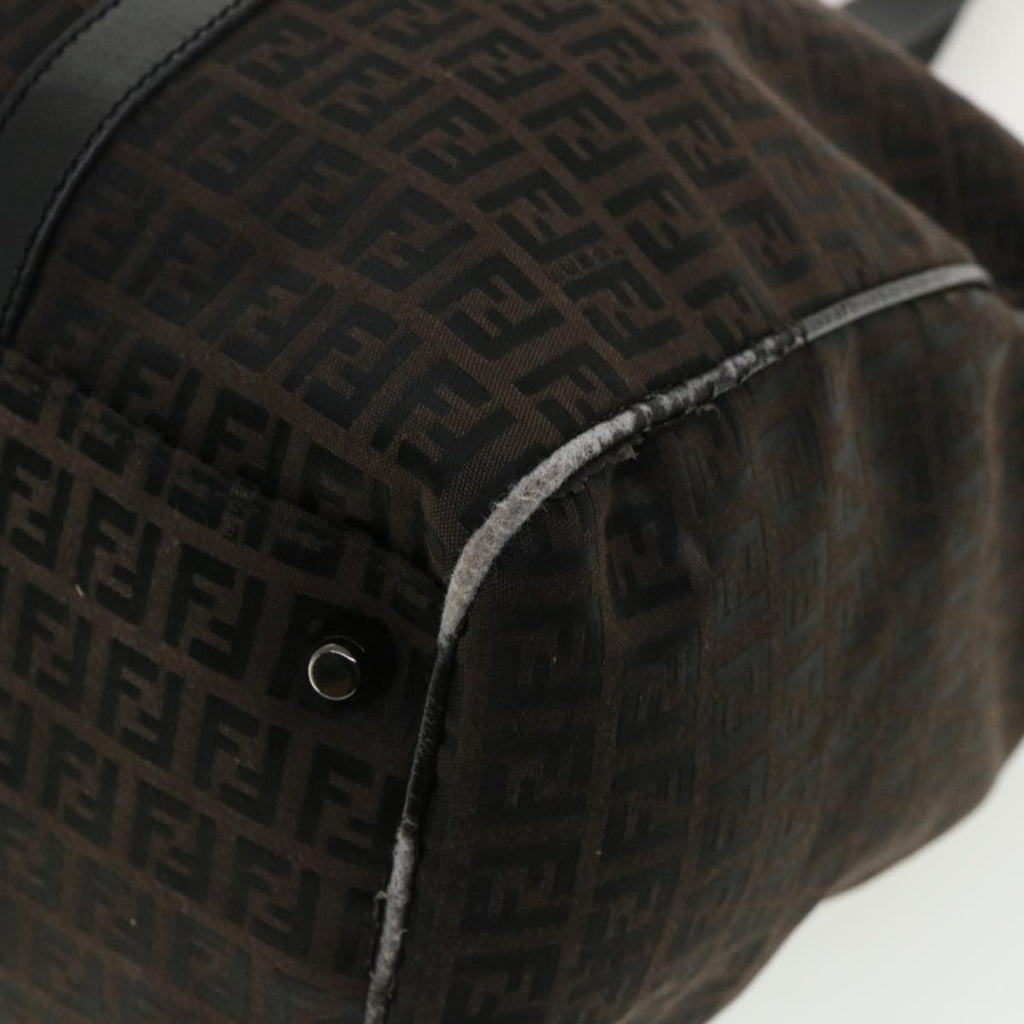 FENDI Zucchino Canvas Boston Bag Black  am3471