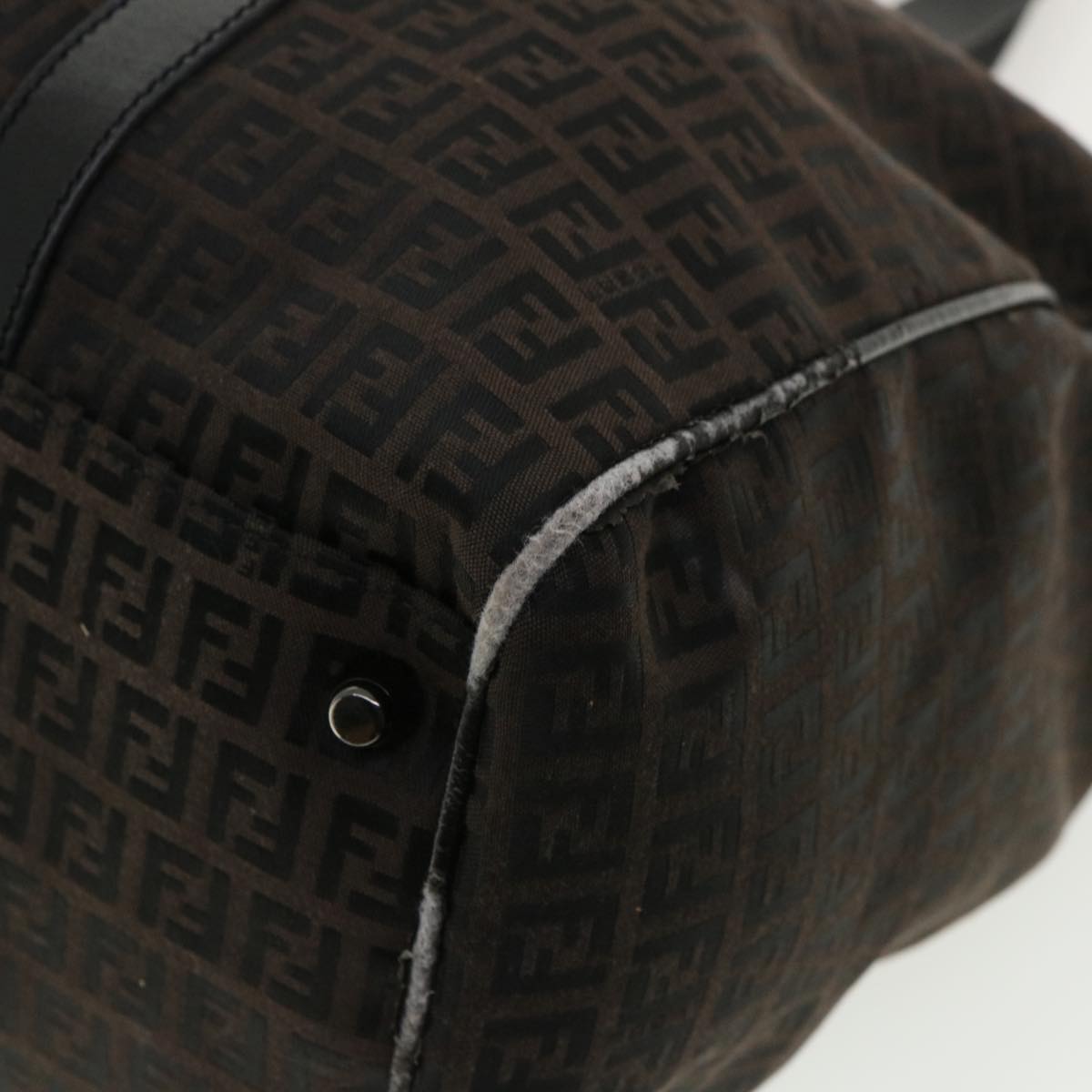FENDI Zucchino Canvas Boston Bag Black  am3471