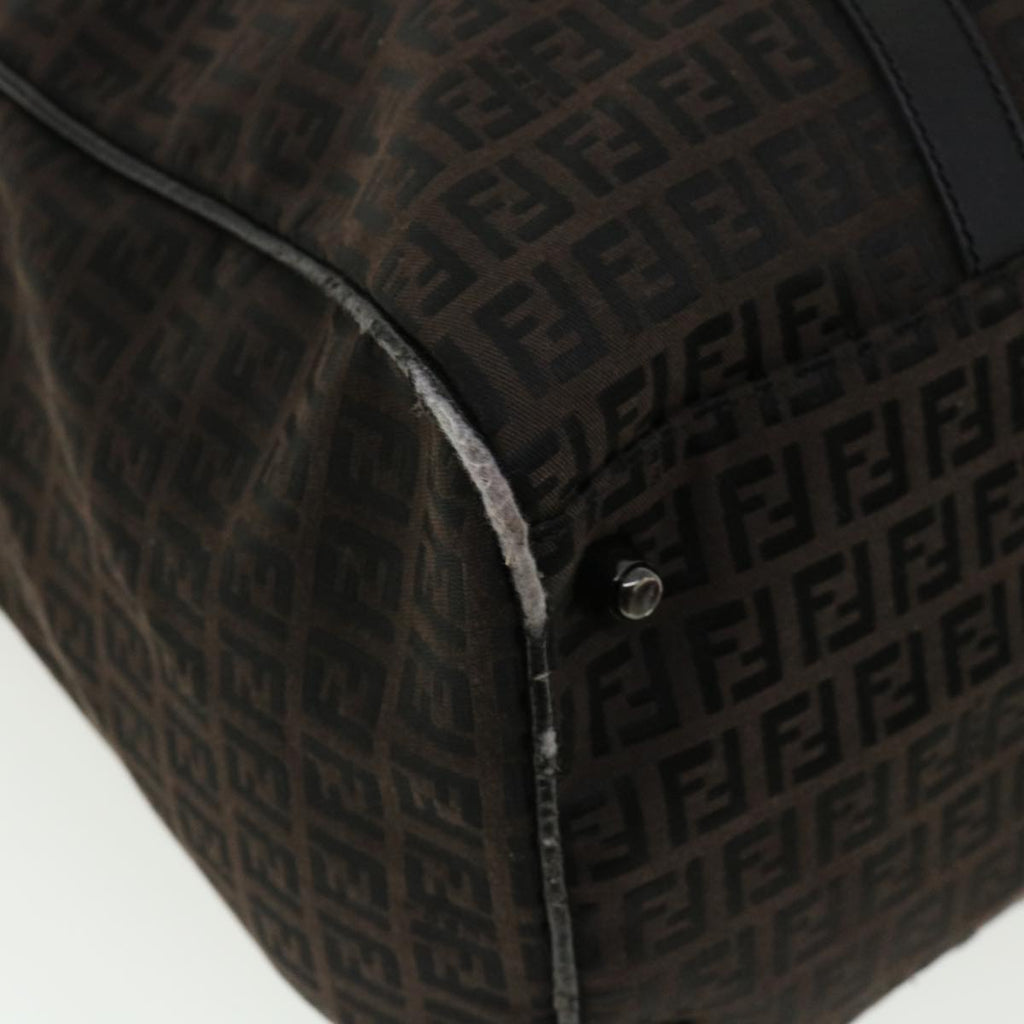 FENDI Zucchino Canvas Boston Bag Black Auth am3471