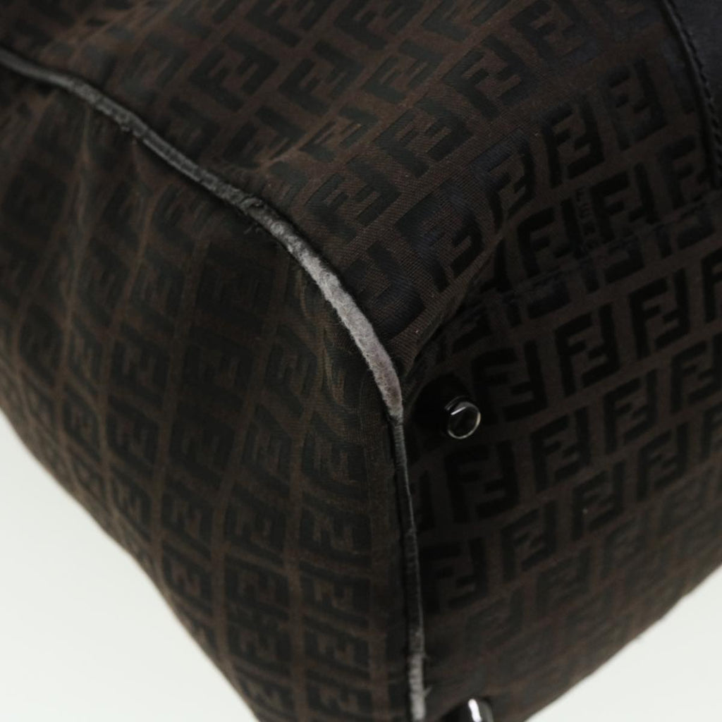 FENDI Zucchino Canvas Boston Bag Black  am3471