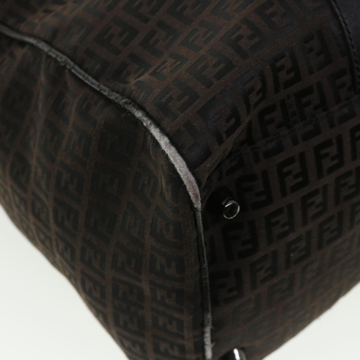 FENDI Zucchino Canvas Boston Bag Black  am3471