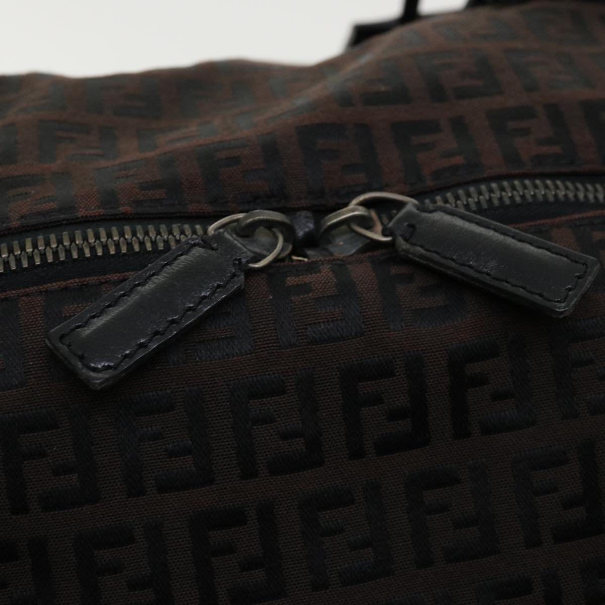 FENDI Zucchino Canvas Boston Bag Black  am3471