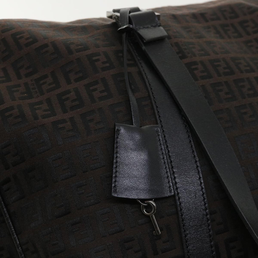 FENDI Zucchino Canvas Boston Bag Black  am3471