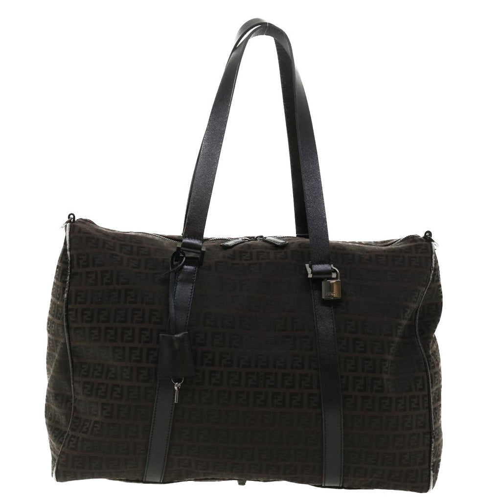 FENDI Zucchino Canvas Boston Bag Black  am3471
