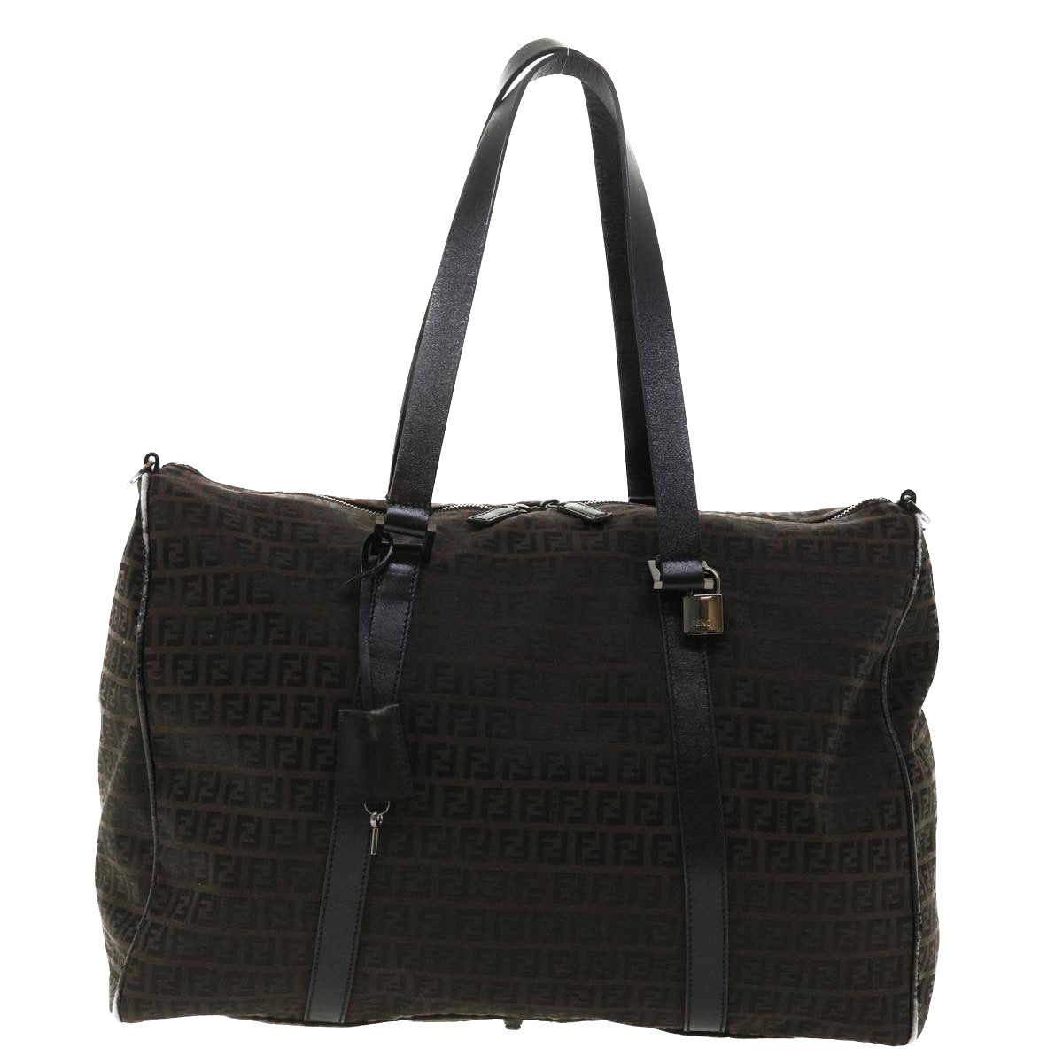 FENDI Zucchino Canvas Boston Bag Black  am3471
