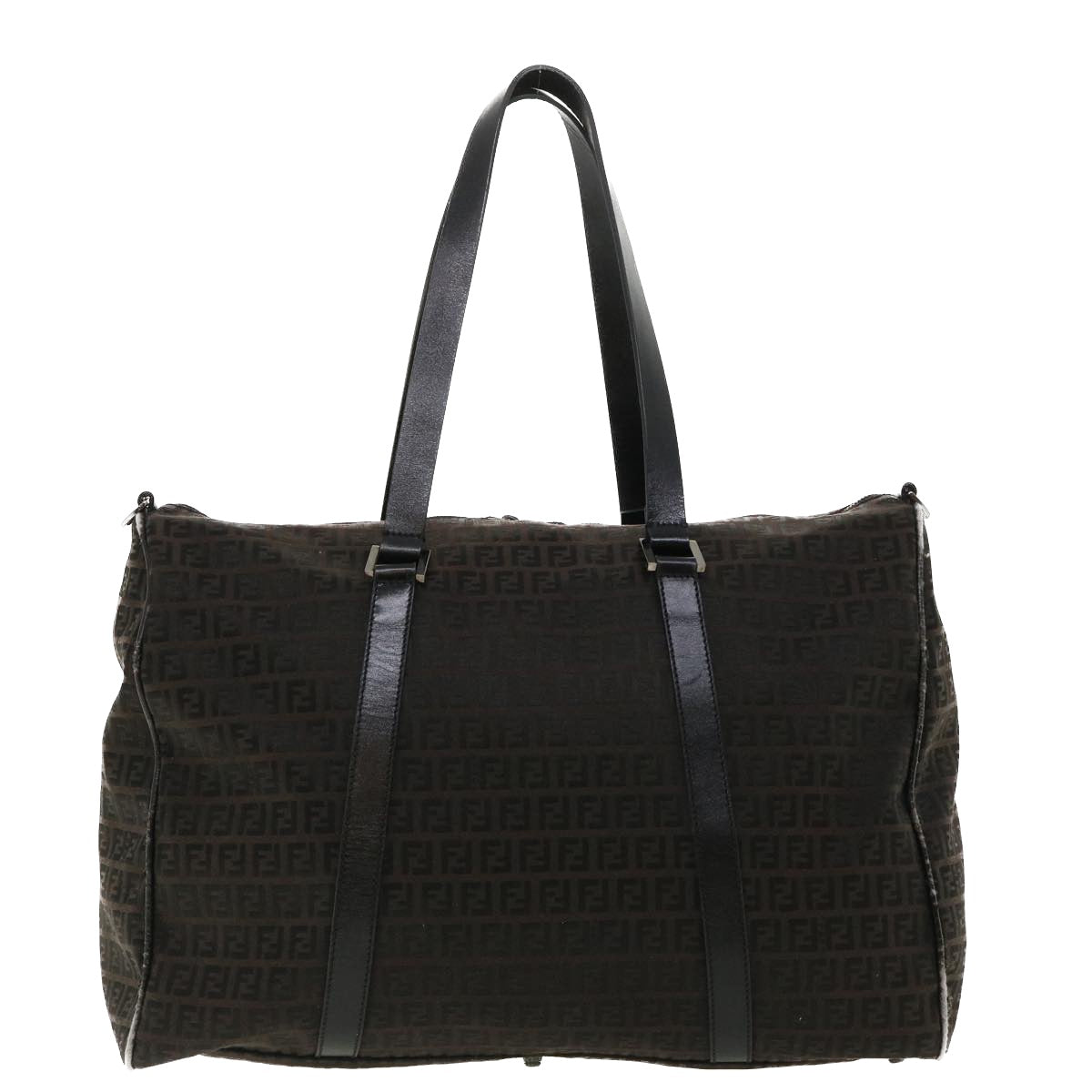 FENDI Zucchino Canvas Boston Bag Black  am3471