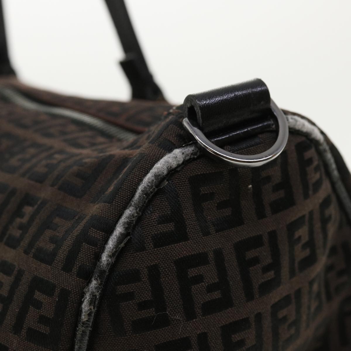 FENDI Zucchino Canvas Boston Bag Black Auth am3471