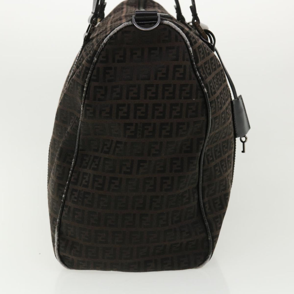 FENDI Zucchino Canvas Boston Bag Black Auth am3471