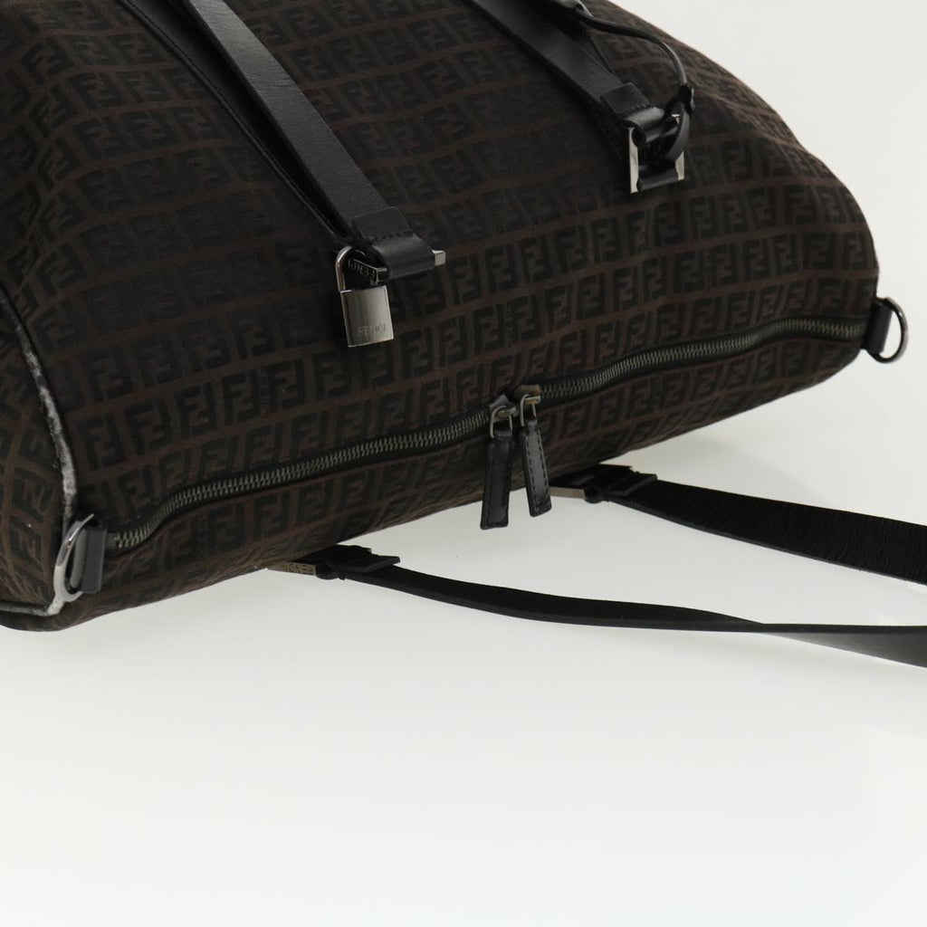 FENDI Zucchino Canvas Boston Bag Black  am3471
