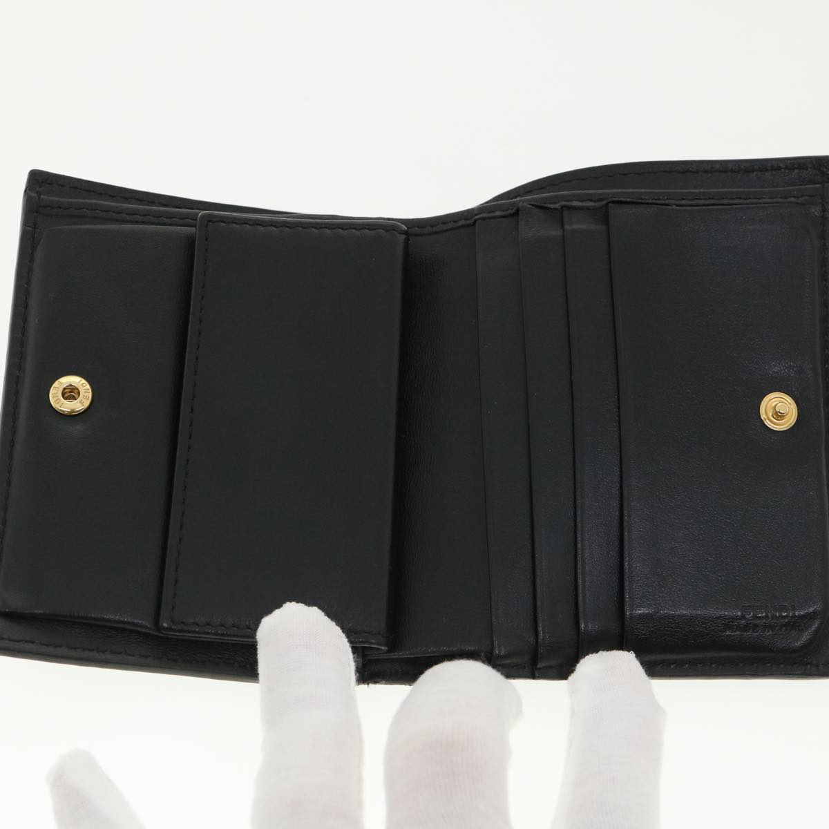 FENDI Wallet Leather Black  am3478