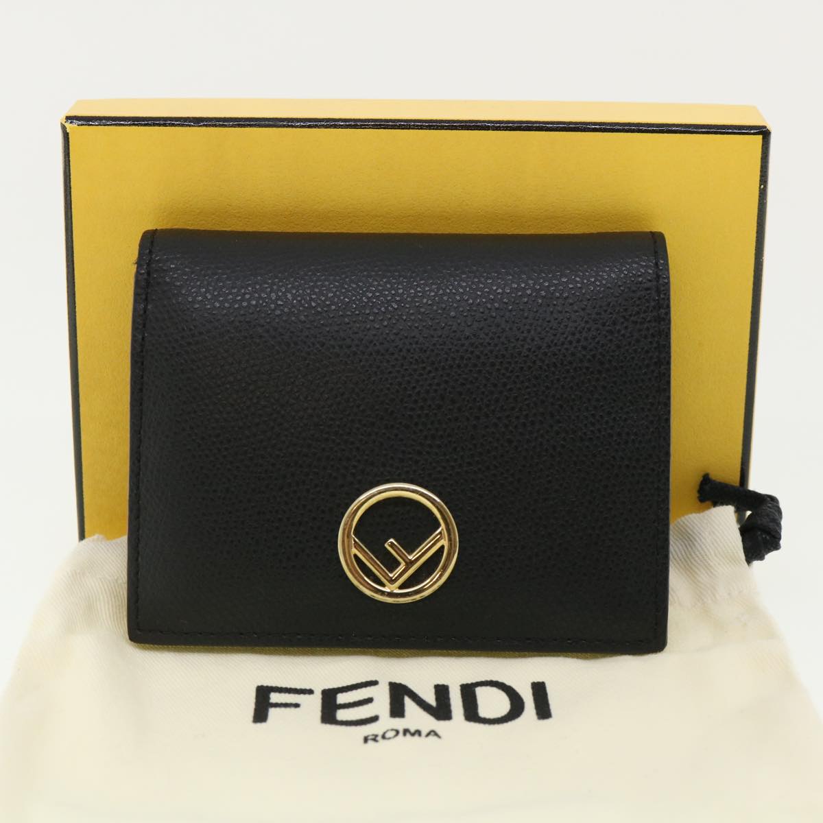 FENDI Wallet Leather Black  am3478