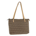 FENDI Zucchino Canvas Shoulder Bag Brown Auth am3565