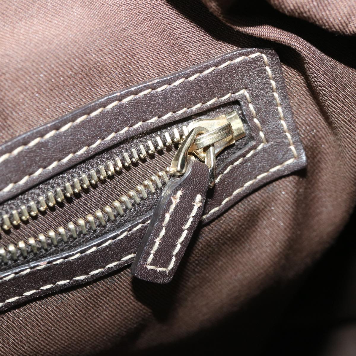 GUCCI GG Canvas Tote Bag Coated Canvas Beige Dark Brown  am3623