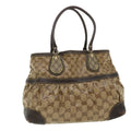 GUCCI GG Canvas Tote Bag Coated Canvas Beige Dark Brown  am3623