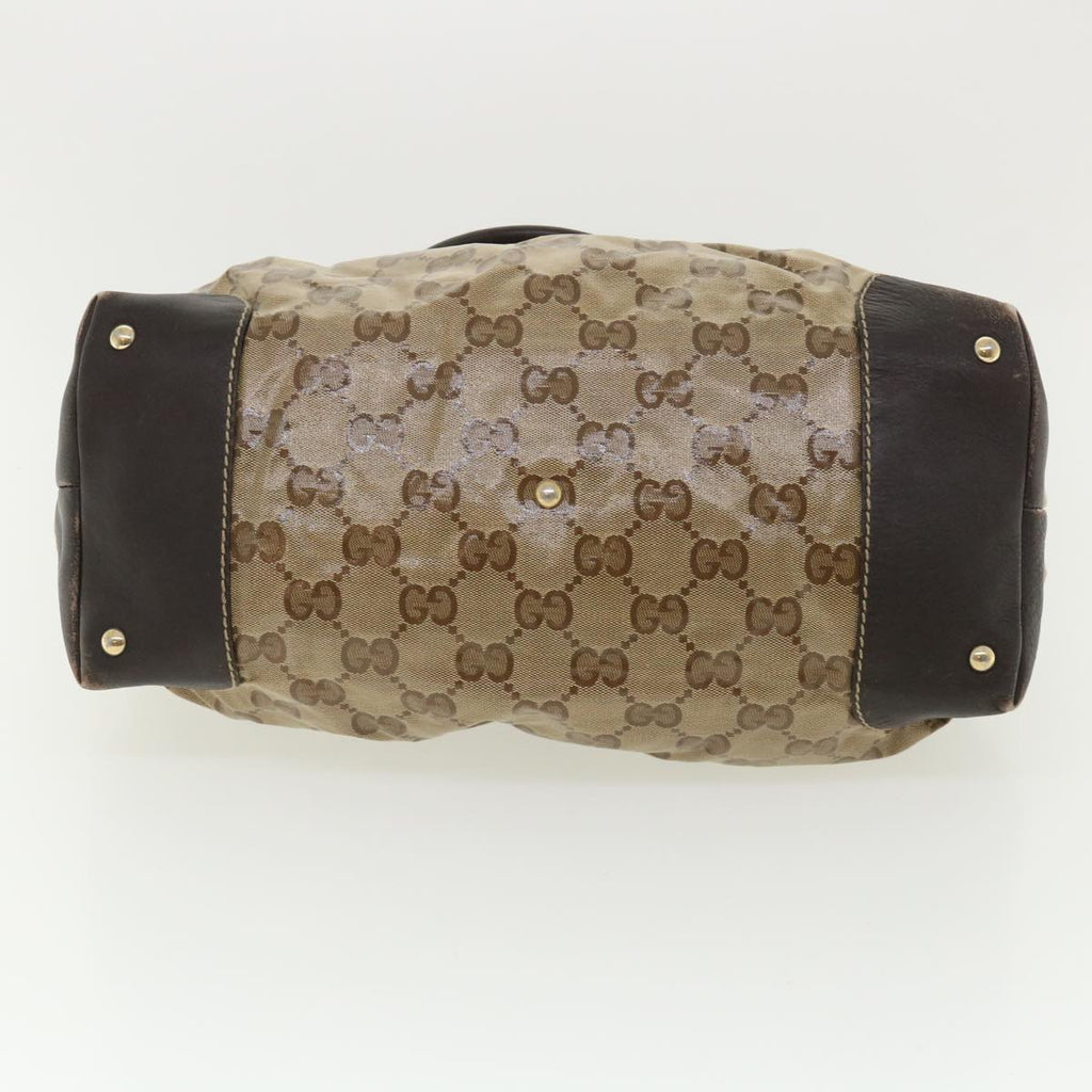 GUCCI GG Canvas Tote Bag Coated Canvas Beige Dark Brown  am3623