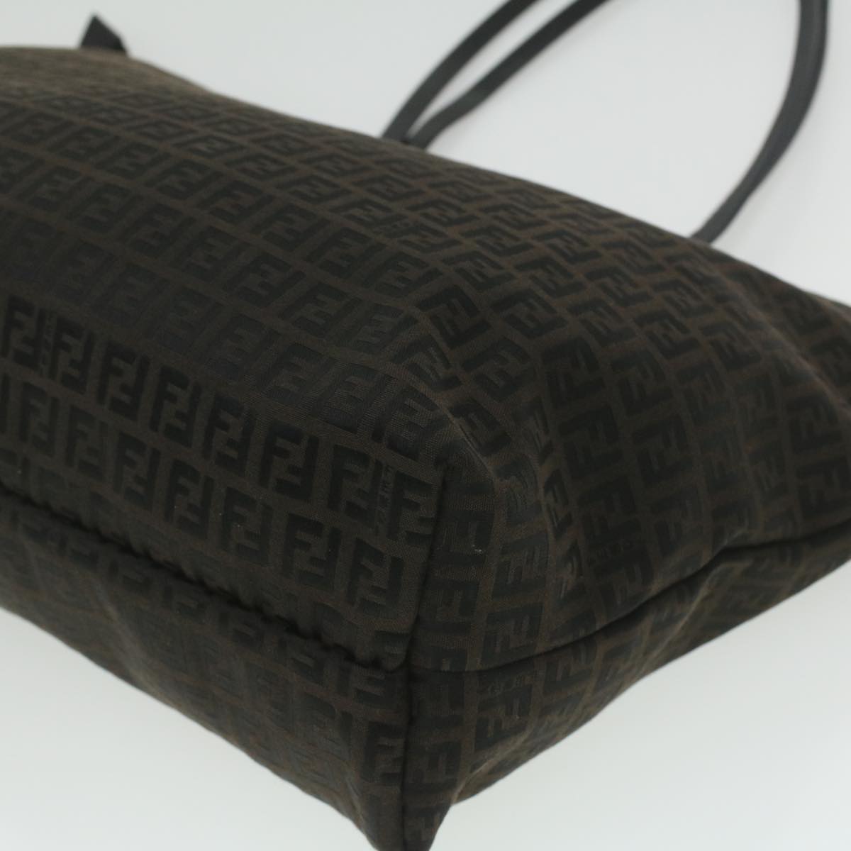 FENDI Zucchino Canvas Tote Bag Dark Brown  am3762
